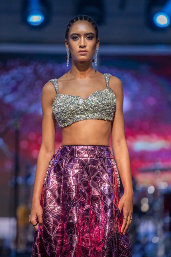 Hot Pink Holographic Lehenga