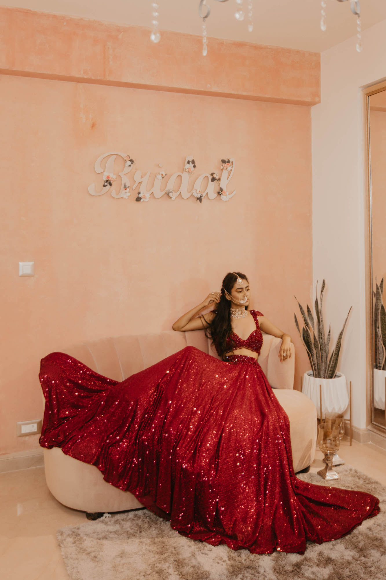 Buy Red Sequins Work Georgette Lehenga Choli Online At Ethnic Plus
